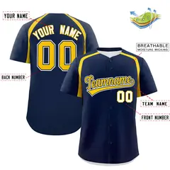 Navy Gold Color Block Authentic Baseball Jersey 2
