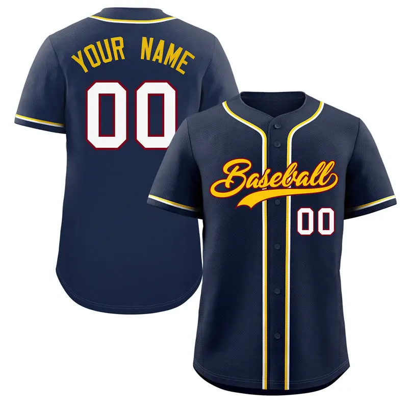 Navy Gold-Crimson Classic Authentic Baseball Jersey