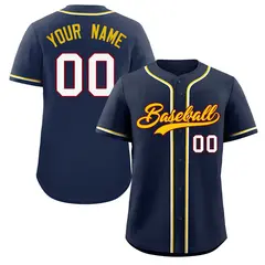 Navy Gold-Crimson Classic Authentic Baseball Jersey 1