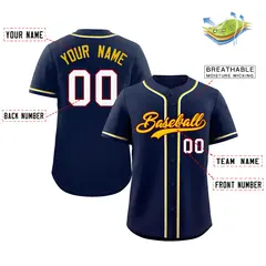 Navy Gold-Crimson Classic Authentic Baseball Jersey 2