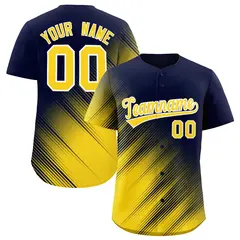 Navy Gold Diagonal Stripe Gradient Fashion Baseball Jersey 1
