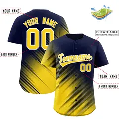 Navy Gold Diagonal Stripe Gradient Fashion Baseball Jersey 2