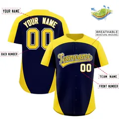 Navy Gold Edge Color Block Authentic Baseball Jersey 2