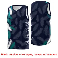 Navy Gold Feather Series Graffiti Pattern Basketball Jersey 6