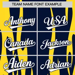 Navy Gold Flame Pattern Pullover Baseball Jersey 3
