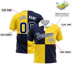 Navy Gold Four Squares Performance Polo Shirt 2