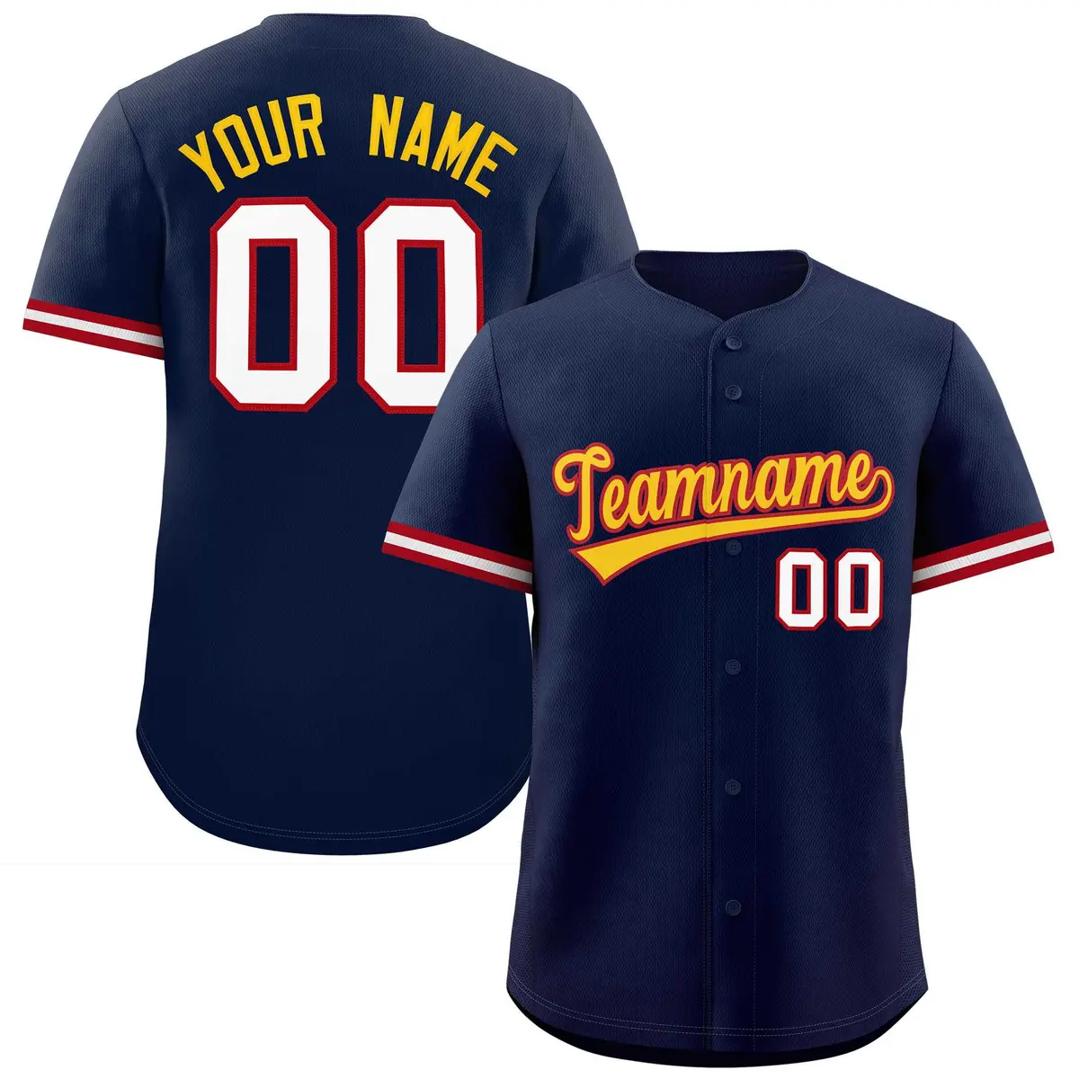 Navy Gold Full Button Authentic Baseball Jersey