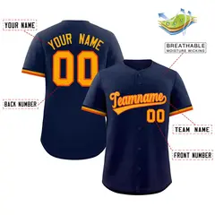Navy Gold Full Button Authentic Baseball Jersey 2