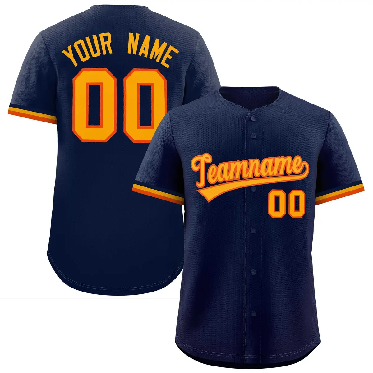 Navy Gold Full Button Authentic Baseball Jersey