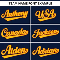 Navy Gold Full Button Authentic Baseball Jersey 3