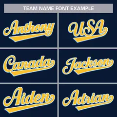 Navy Gold Full Button Classic Authentic Baseball Jersey 3