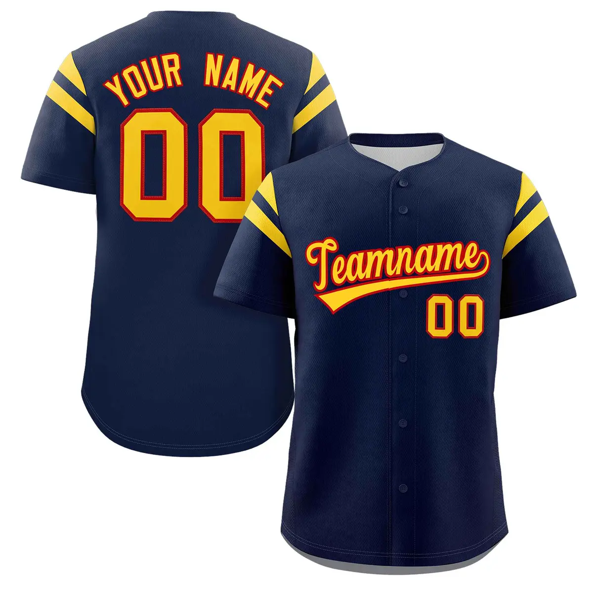 Navy Gold Full Button Classic Authentic Baseball Jersey