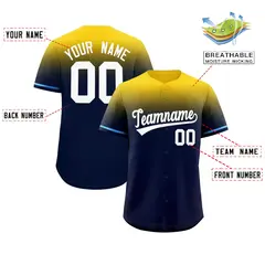 Navy Gold Gradient Authentic Baseball Jersey 2