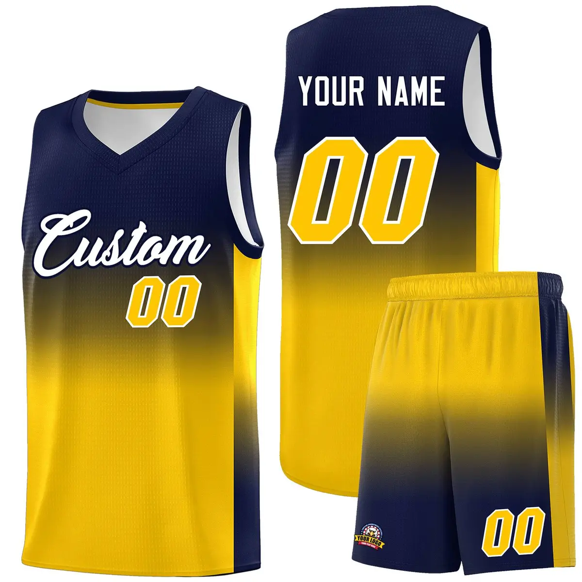 Navy Gold Gradient Basketball Jersey Sports Uniform