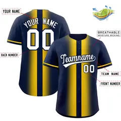 Navy Gold Gradient Lapel Fashion Baseball Jersey 2