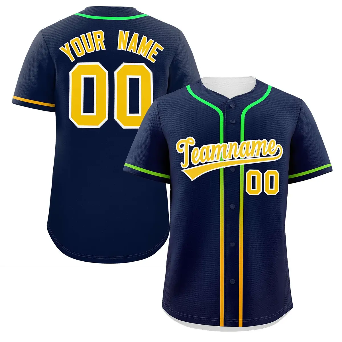 Navy Gold Gradient Ribbed Authentic Baseball Jersey