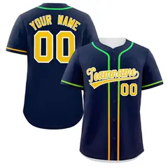 Navy Gold Gradient Ribbed Authentic Baseball Jersey 1