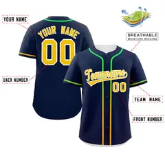 Navy Gold Gradient Ribbed Authentic Baseball Jersey 2