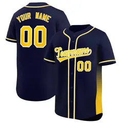 Navy Gold Gradient Side Design Authentic Baseball Jersey