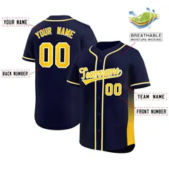 Navy Gold Gradient Side Design Authentic Baseball Jersey 2