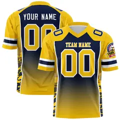 Navy Gold Gradient Side Pattern Authentic Football Jersey 1
