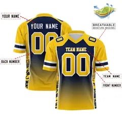 Navy Gold Gradient Side Pattern Authentic Football Jersey 2
