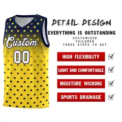 Navy Gold Gradient Star Pattern Basketball Jersey Sets 2