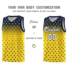 Navy Gold Gradient Star Pattern Basketball Jersey Sets 3