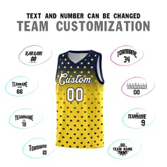 Navy Gold Gradient Star Pattern Basketball Jersey Sets 4