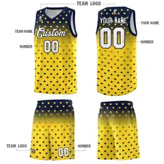 Navy Gold Gradient Star Pattern Basketball Jersey Sets 5