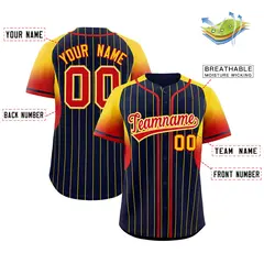 Navy Gold Gradient Stripe Fashion Sleeves Baseball Jersey 2