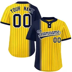 Navy Gold Gradient Stripe Two-Button Softball Jersey 1