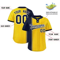 Navy Gold Gradient Stripe Two-Button Softball Jersey 2