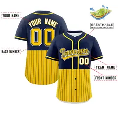 Navy Gold Half Stripe Authentic Baseball Jersey 2