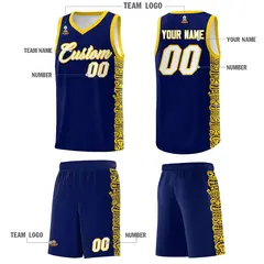Navy Gold Indians Pattern Sports Uniform Basketball Jersey 5