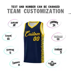 Navy Gold Indians Pattern Sports Uniform Basketball Jersey 4