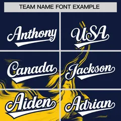 Navy Gold Ink Pattern Authentic Baseball Jersey 3