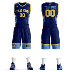 Navy Gold-Light Blue Graffiti Lightning Basketball Jersey
