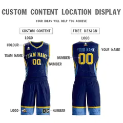 Navy Gold-Light Blue Graffiti Lightning Basketball Jersey 3