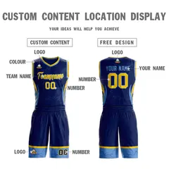 Navy Gold-Light Blue Graffiti Lightning Basketball Jersey 3
