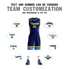 Navy Gold-Light Blue Graffiti Lightning Basketball Jersey 4