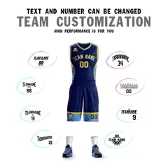 Navy Gold-Light Blue Graffiti Lightning Basketball Jersey 4