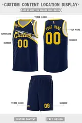 Navy Gold-Navy Chest Color Block Basketball Jersey 2