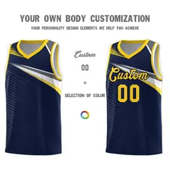 Navy Gold-Navy Chest Color Block Basketball Jersey 3