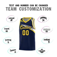 Navy Gold-Navy Chest Color Block Basketball Jersey 4