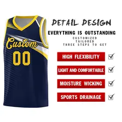 Navy Gold-Navy Chest Color Block Basketball Jersey 5