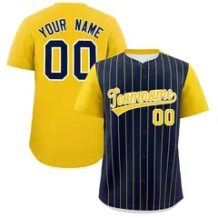 Navy Gold Pinstripe Two-Tone Authentic Baseball Jersey 1