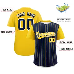 Navy Gold Pinstripe Two-Tone Authentic Baseball Jersey 2