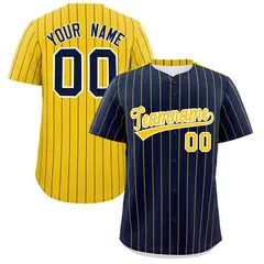 Navy Gold Pinstripe Two-Tone Authentic Baseball Jersey 1