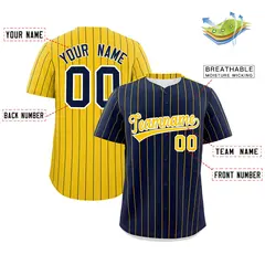Navy Gold Pinstripe Two-Tone Authentic Baseball Jersey 2